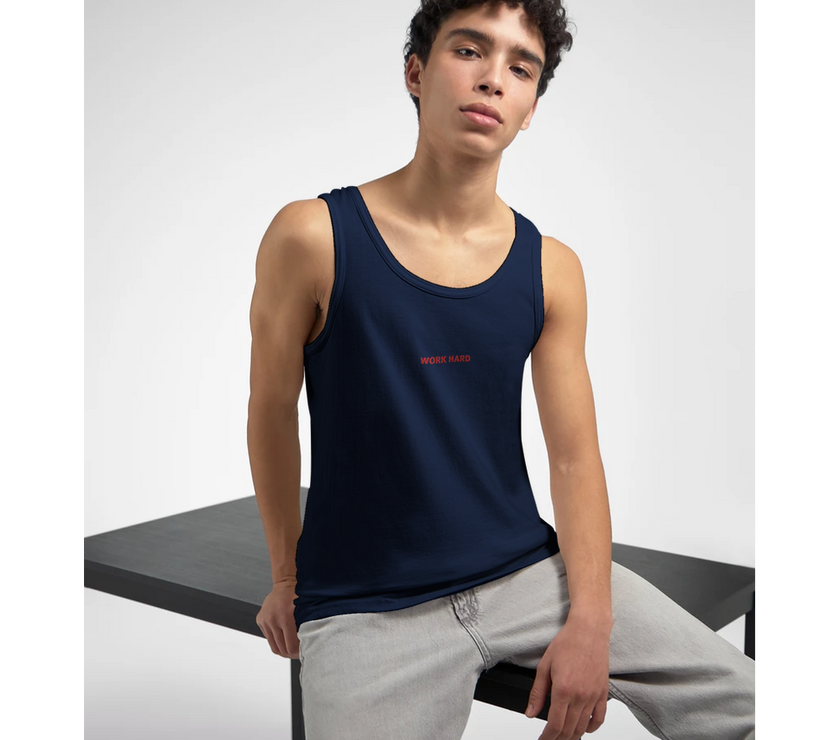 Débardeur Fit Brodé Marine