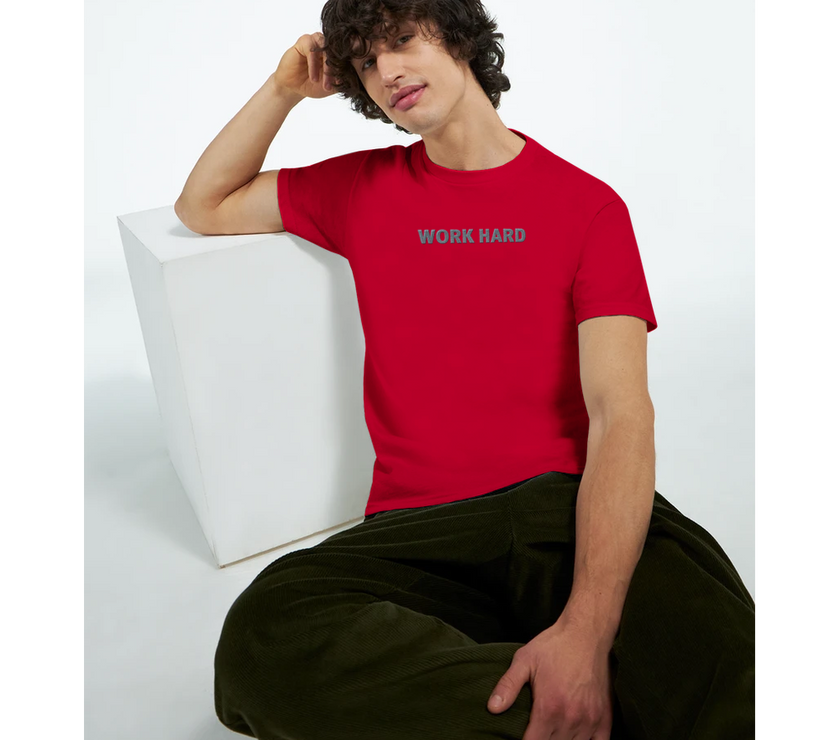 Tee-shirt manche courte Fit Brodé Rouge