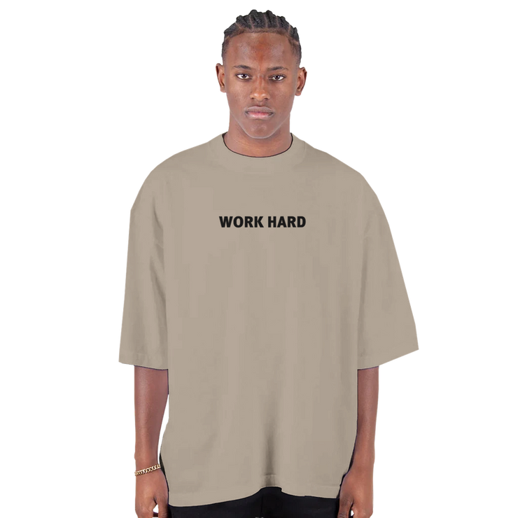 Tee-shirt manche courte Oversize Imprimé Marron clair