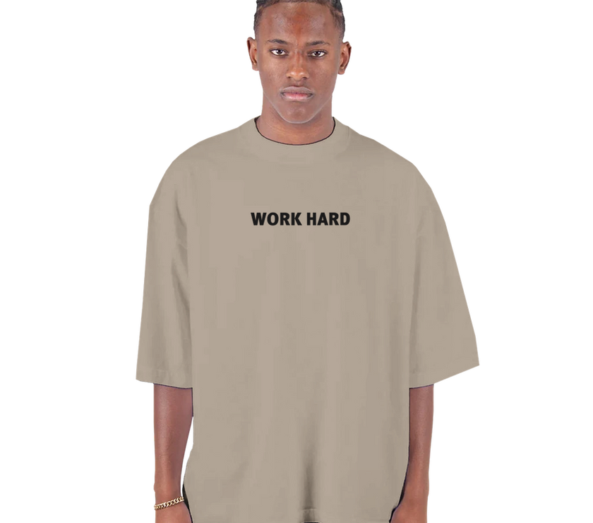 Tee-shirt manche courte Oversize Imprimé Marron clair
