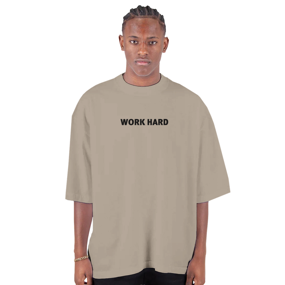 Tee-shirt manche courte Oversize Imprimé Marron clair