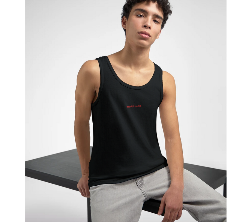 Débardeur Fit Brodé Noir