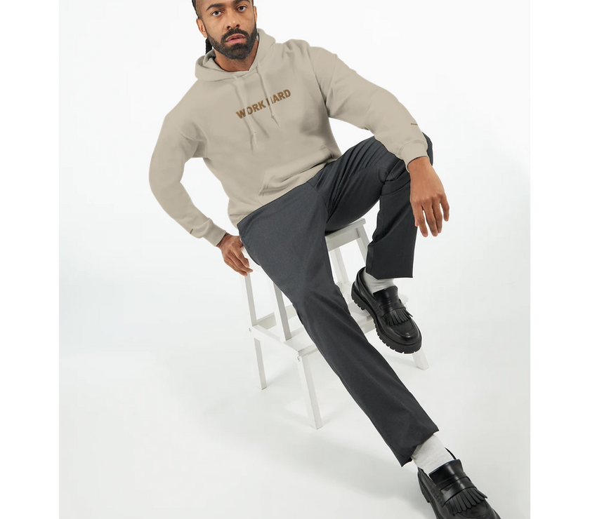 Sweat à capuche Brodé Beige