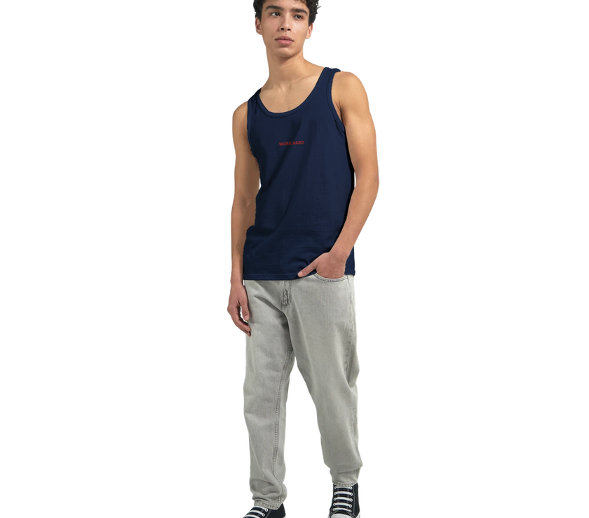 Débardeur Fit Brodé Marine