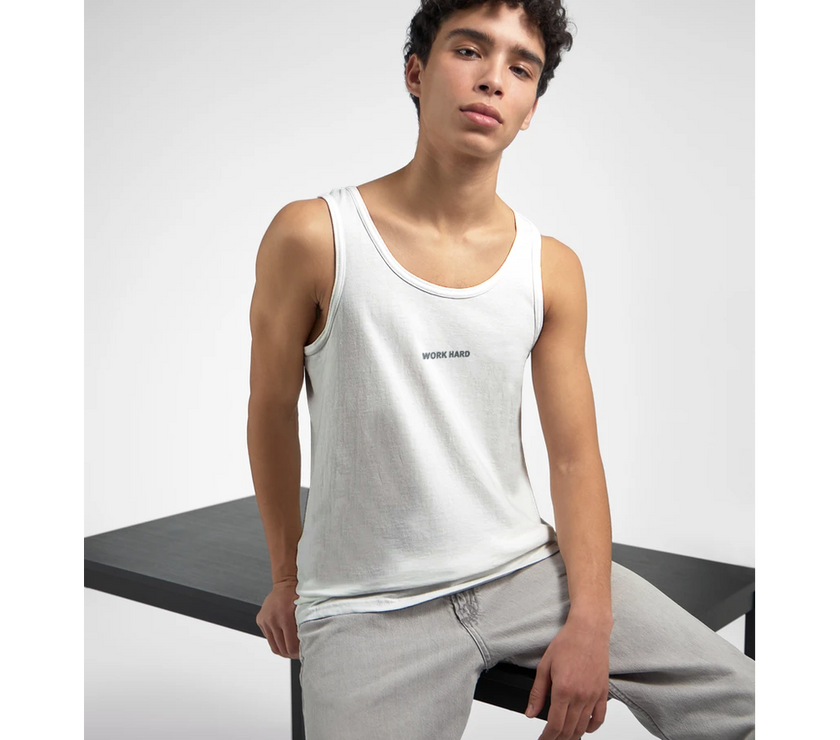 Débardeur Fit Brodé Blanc