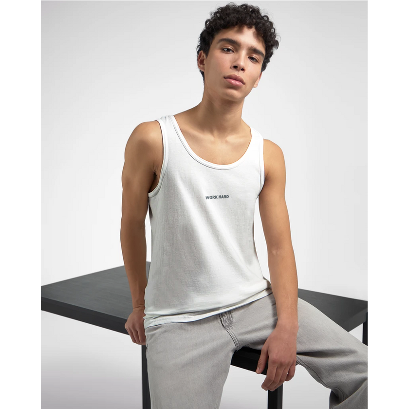 Débardeur Fit Brodé Blanc