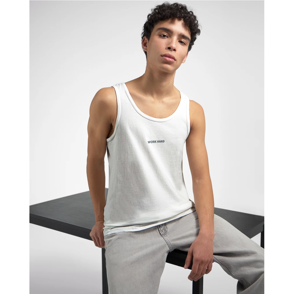 Débardeur Fit Brodé Blanc