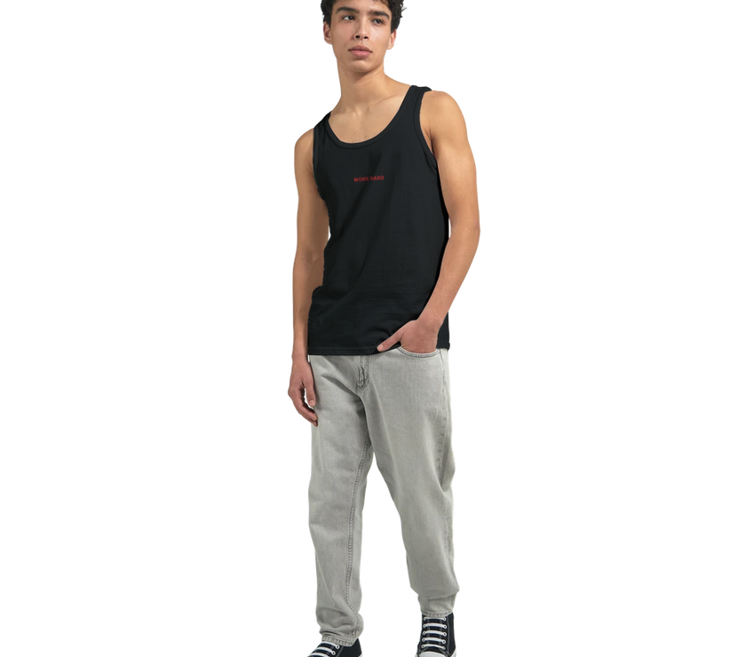Débardeur Fit Brodé Noir