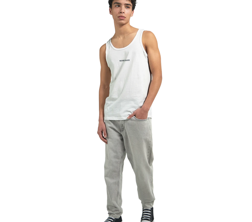 Débardeur Fit Brodé Blanc